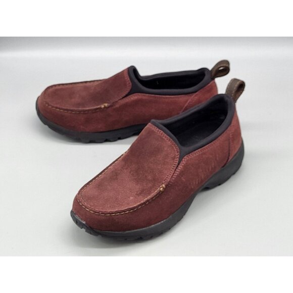 Womens Lands End Burgundy Suede Slip On Shoes Sz 8.5b - Picture 3 of 8